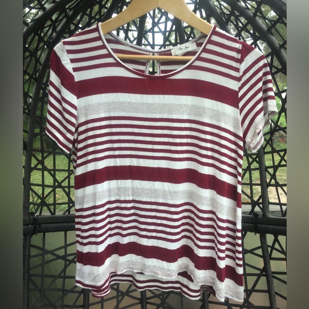 Rue juju striped t-shirt blouse with keyhole back